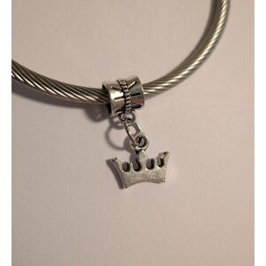 Silver Crown Dangle Charm for European‎ Bracelet Royal Princess Tiara Pendant
